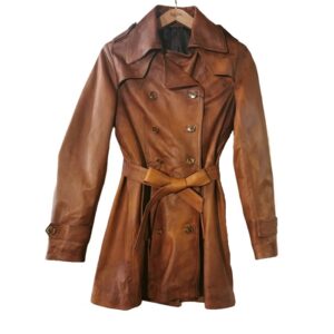 Trench donna in pelle Tuscany tamponato a mano