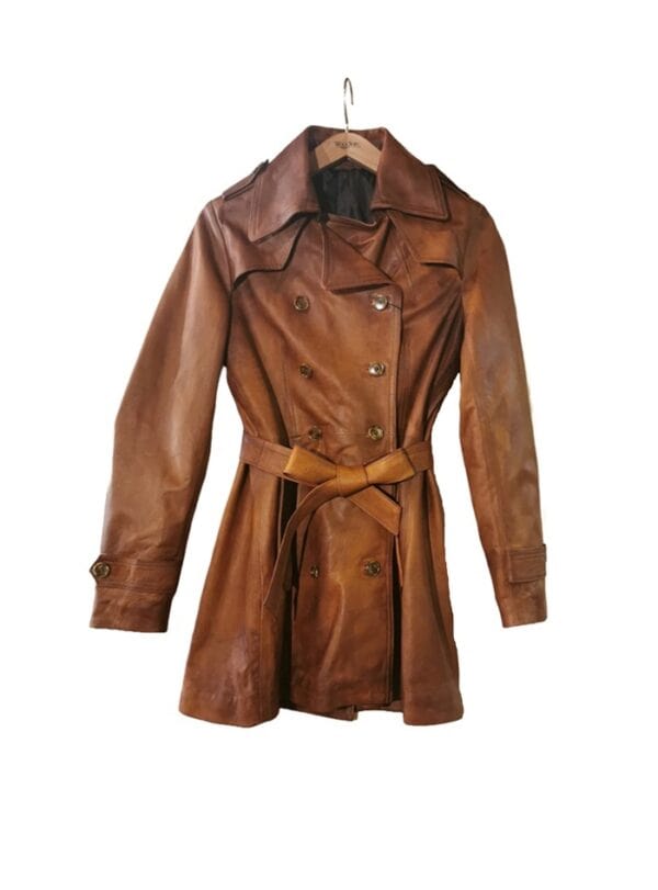 Trench donna in pelle Tuscany tamponato a mano