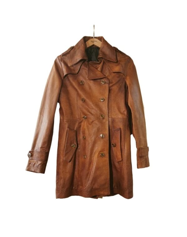 Trench donna in pelle Tuscany tamponato a mano - immagine 3